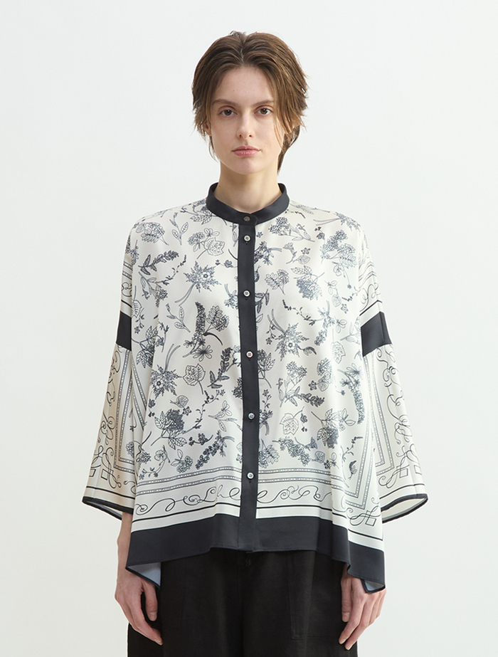 パネルプリントブラウス 詳細画像 ブラック 2