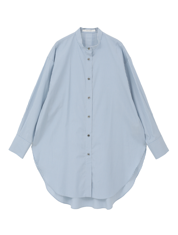 ハイカウントストライプバンドカラーシャツ 詳細画像 ブルーストライプ 1