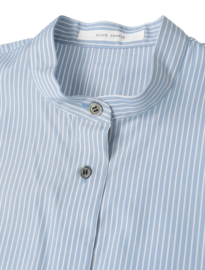 ハイカウントストライプバンドカラーシャツ 詳細画像 ブルーストライプ 3