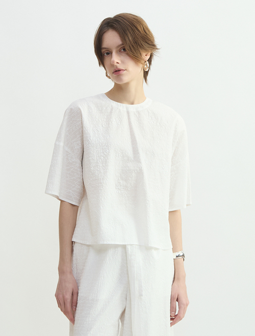 レタープリントハーフスリーブプルオーバー