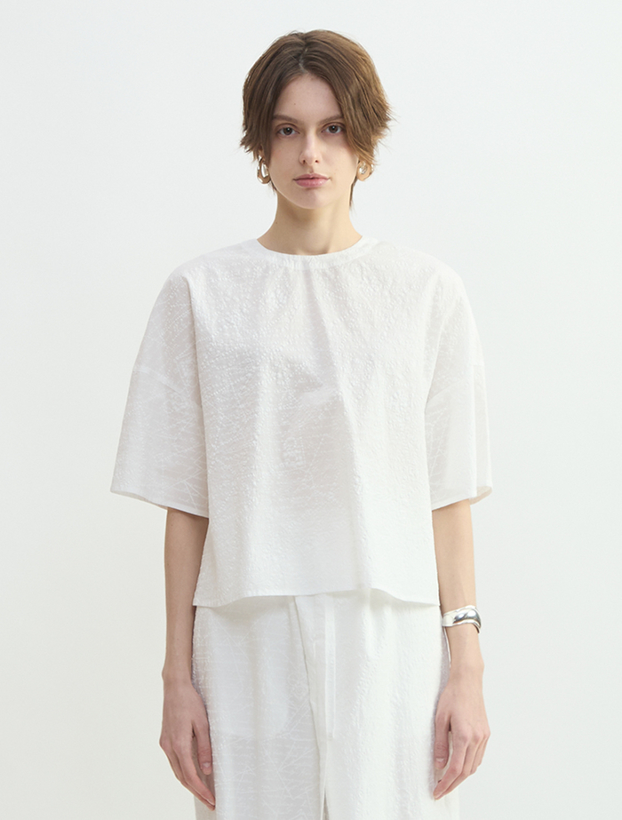 レタープリントハーフスリーブプルオーバー 詳細画像 ホワイト 4