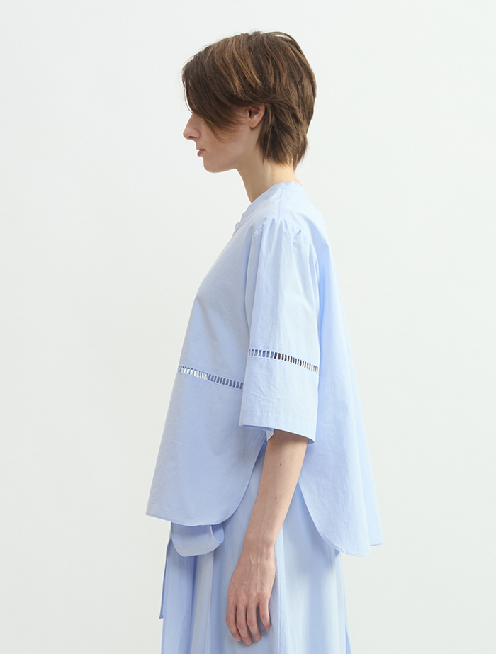 オーガニックタイプライタークルーネックプルオーバー 詳細画像 サックス 2