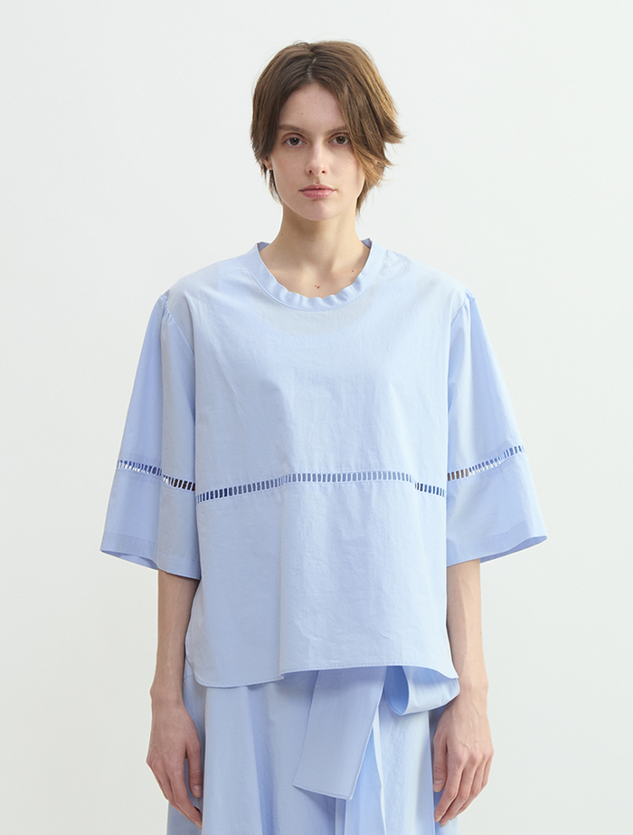 オーガニックタイプライタークルーネックプルオーバー 詳細画像 サックス 4