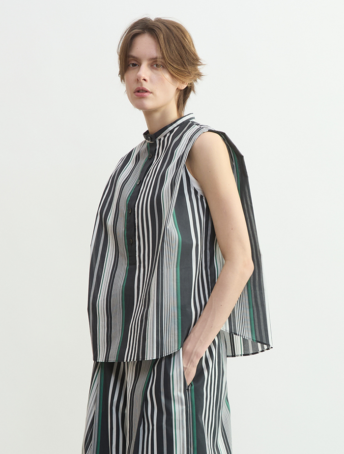 ストライプノースリーブブラウス 詳細画像 ストライプ 1