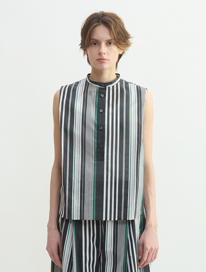ストライプノースリーブブラウス 詳細画像 ストライプ 4