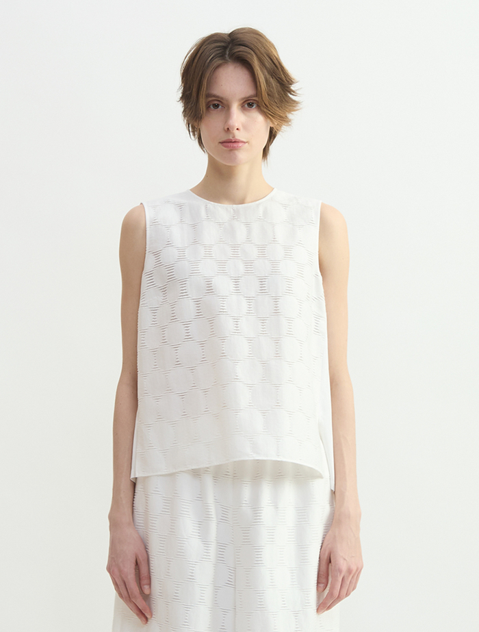 ドットジャガードブラウス 詳細画像 ホワイト 4