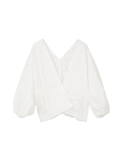 塩縮プリントカシュクールブラウス