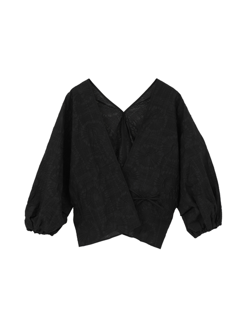 塩縮プリントカシュクールブラウス