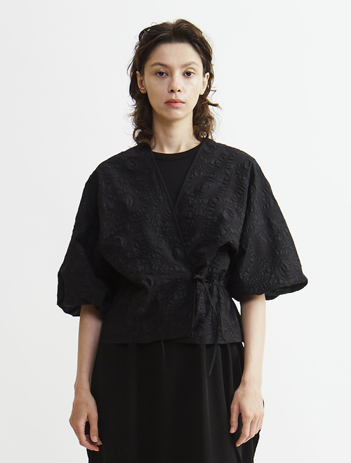 塩縮プリントカシュクールブラウス