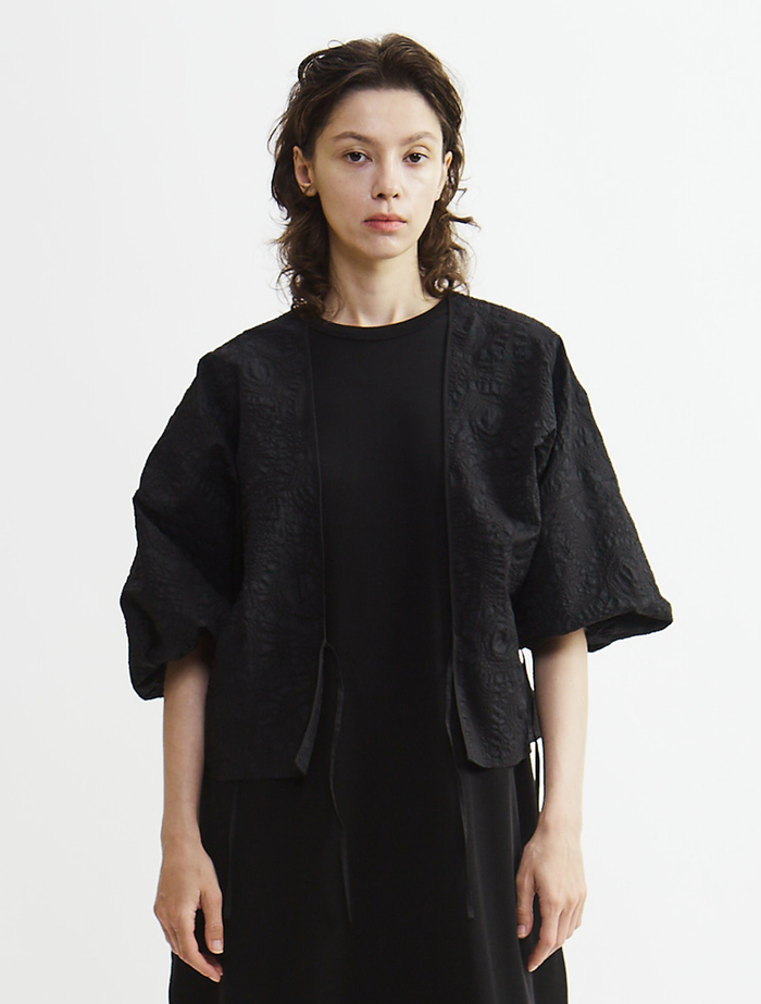 塩縮プリントカシュクールブラウス 詳細画像 ブラック 3