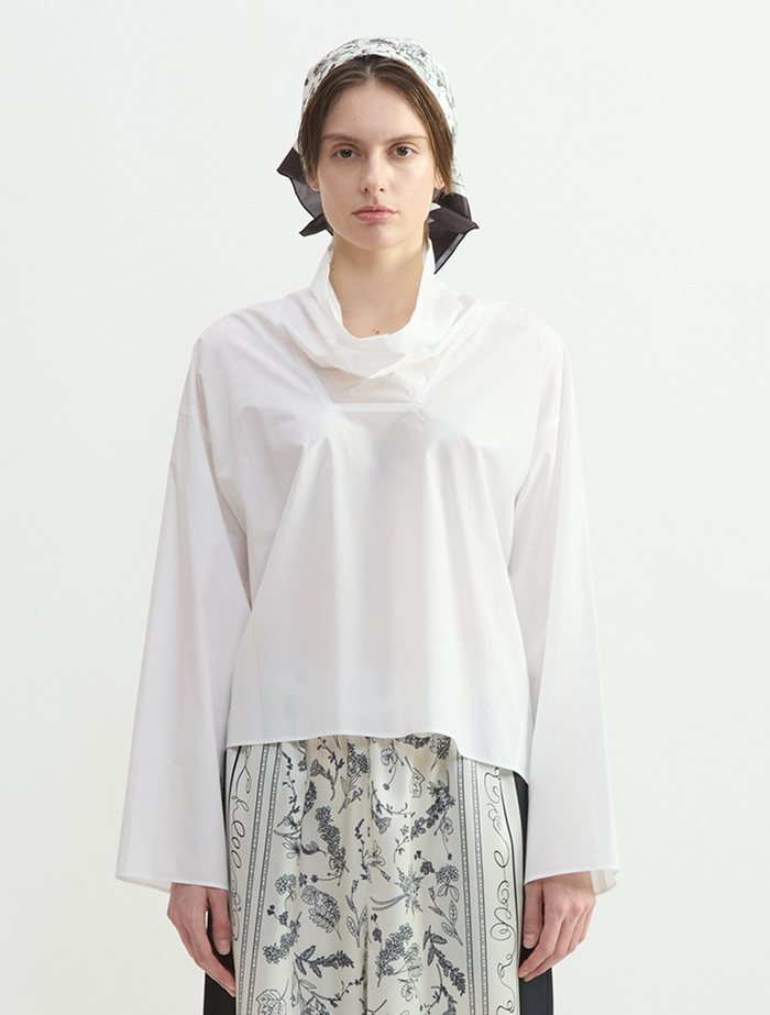 タイプライターハイネックブラウス 詳細画像 ホワイト 2