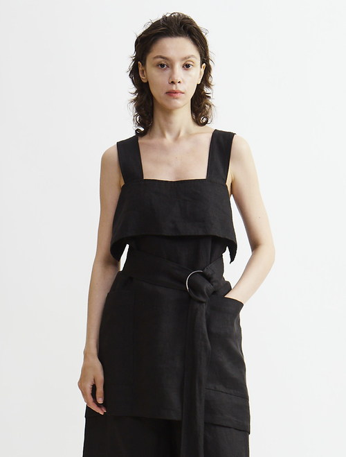 高密度ツイルジャパンリネンエプロンプルオーバー