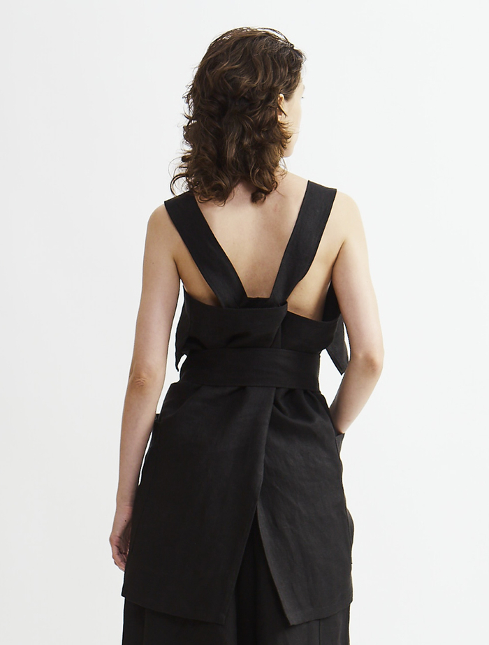 高密度ツイルジャパンリネンエプロンプルオーバー 詳細画像 ブラック 3