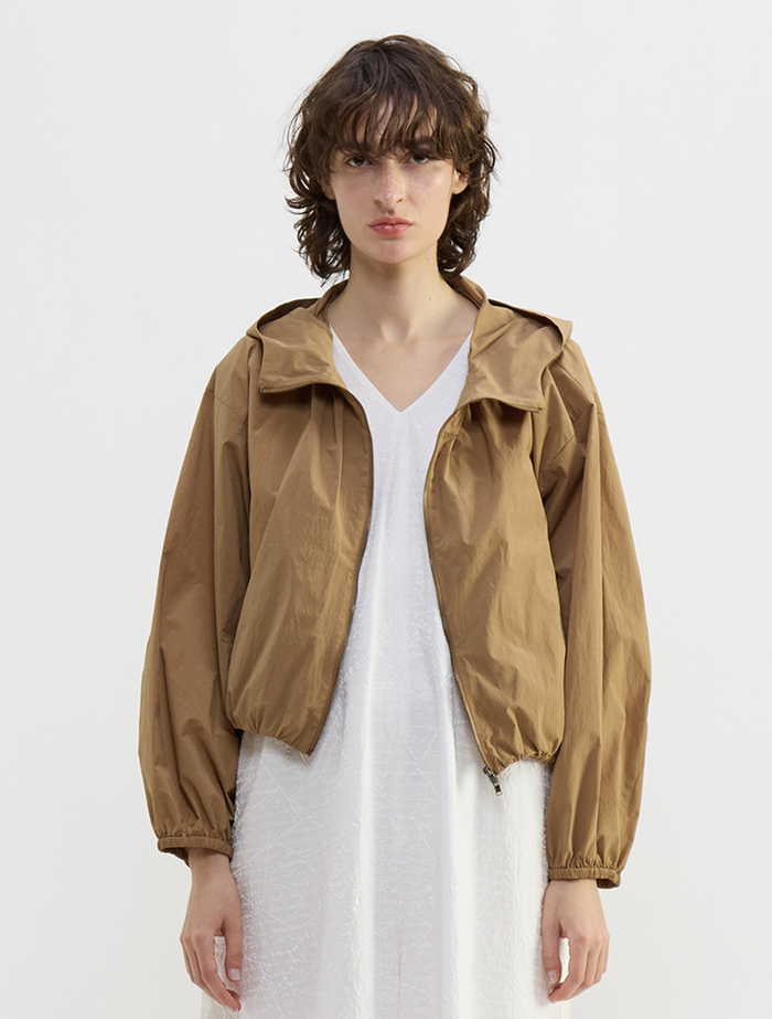 コットンナイロンワッシャーバルーンフーディーブルゾン 詳細画像 キャメル 2