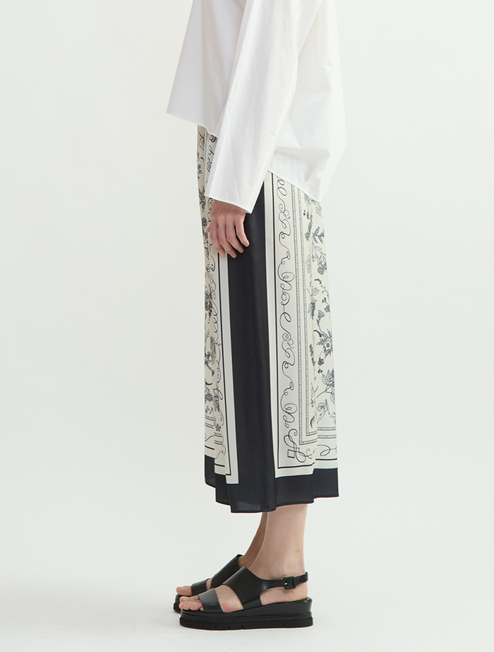 パネルプリントフレアパンツ 詳細画像 ブラック 3