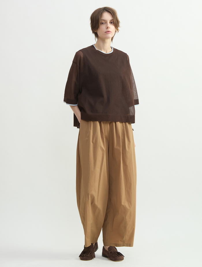 コットンナイロンワッシャータックイージーパンツ 詳細画像 キャメル 1