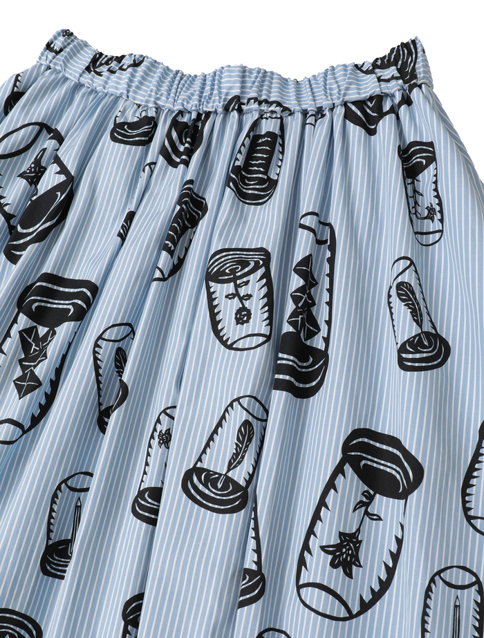 ハイカウントストライプギャザーフレアスカート 詳細画像 ブルーストライプ 3