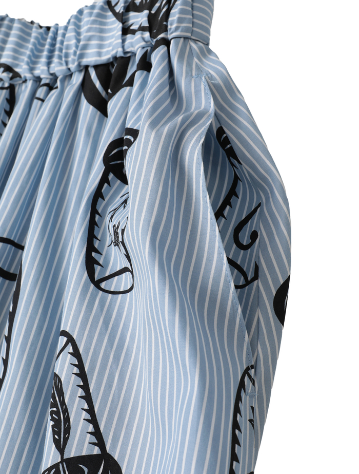 ハイカウントストライプギャザーフレアスカート 詳細画像 ブルーストライプ 4