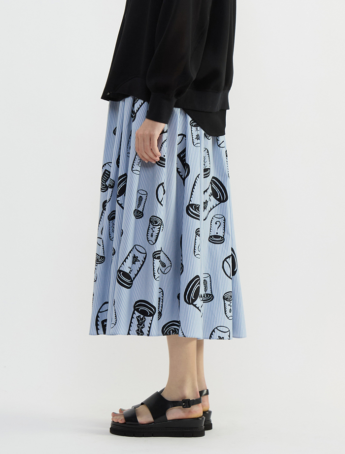 ハイカウントストライプギャザーフレアスカート 詳細画像 ブルーストライプ 8