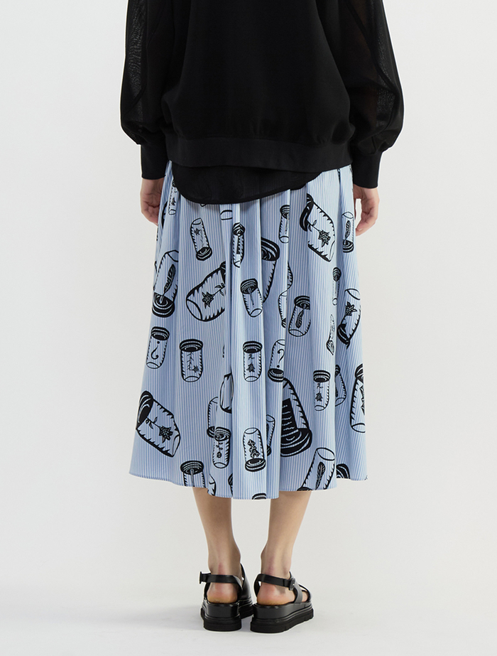 ハイカウントストライプギャザーフレアスカート 詳細画像 ブルーストライプ 9