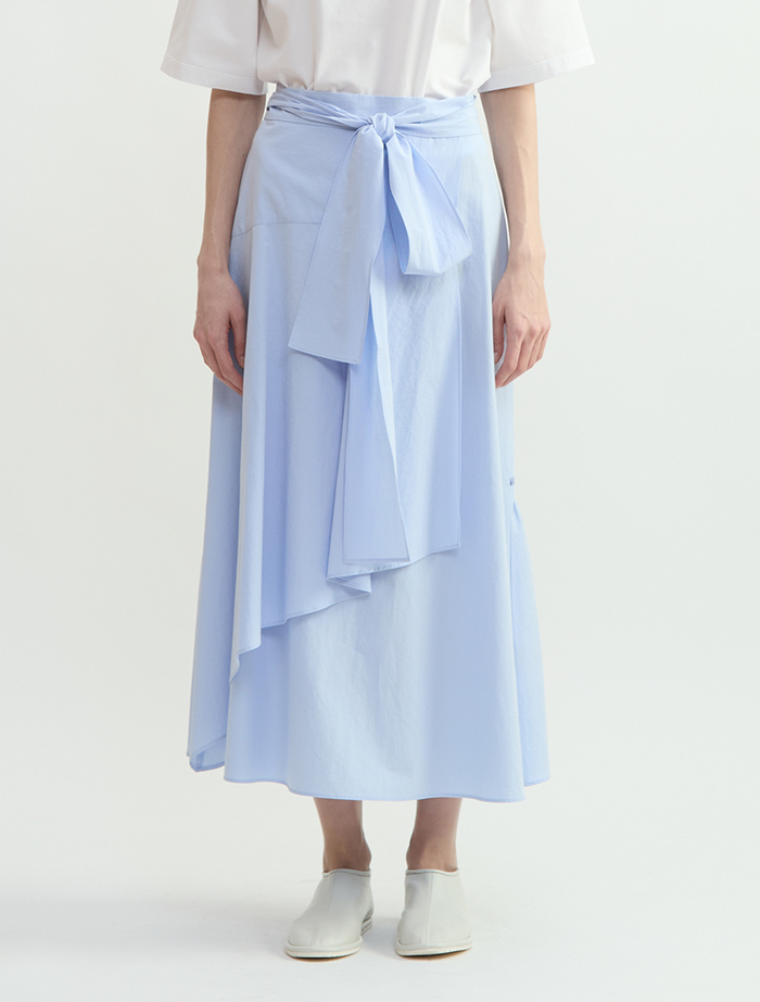 オーガニックタイプライターラップ風スカート 詳細画像 サックス 2