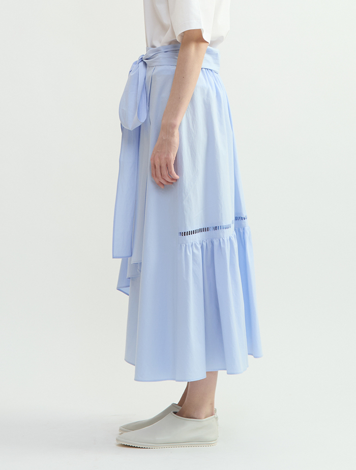 オーガニックタイプライターラップ風スカート 詳細画像 サックス 3