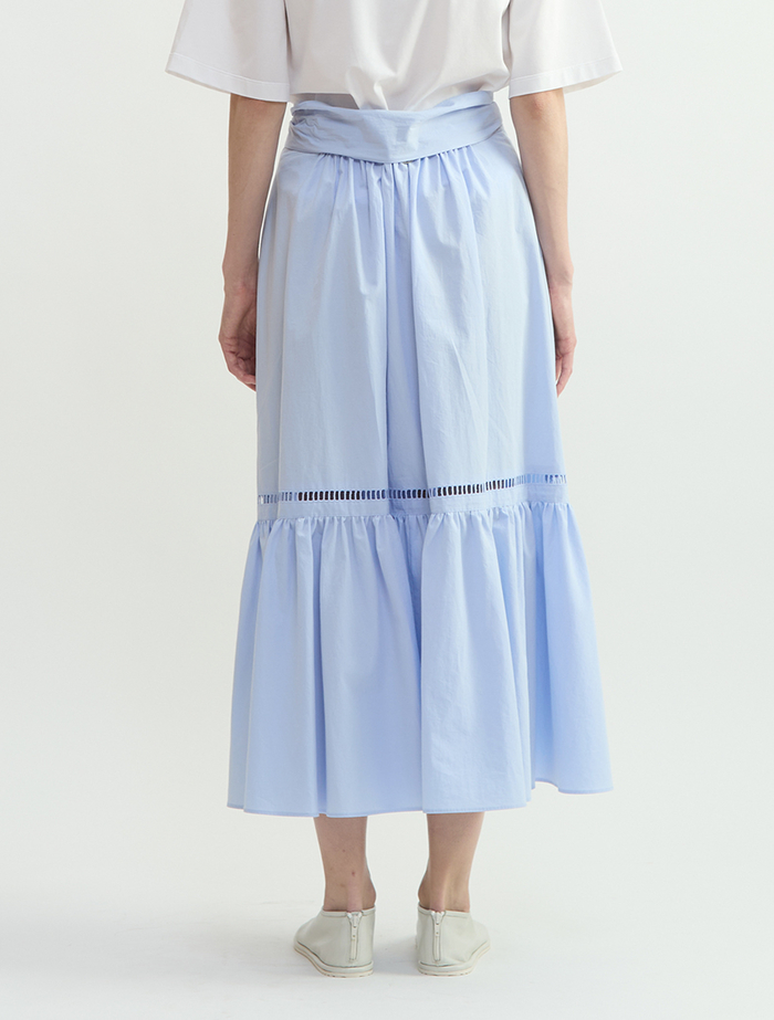 オーガニックタイプライターラップ風スカート 詳細画像 サックス 4