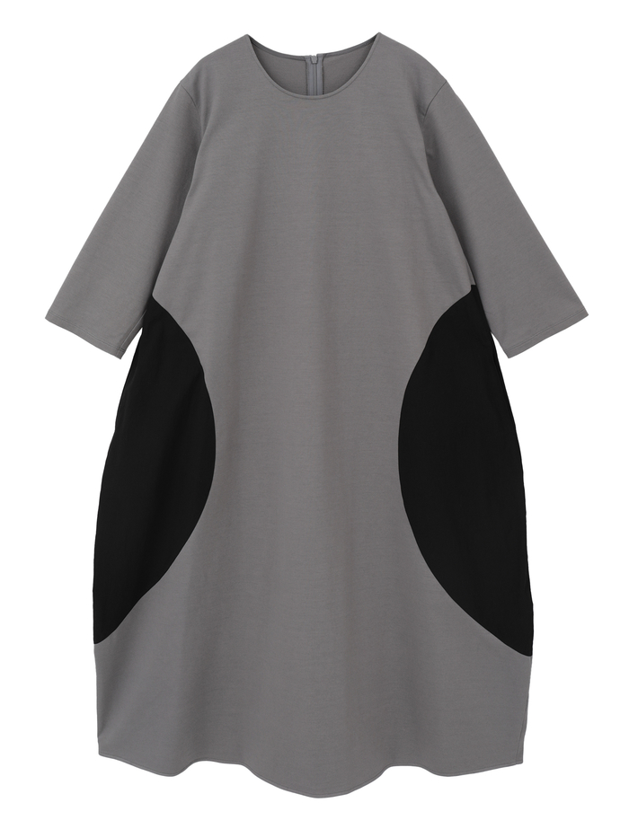 オーガニックヘビージャージードッキングコクーンドレス 詳細画像 グレー&times;ブラック 1