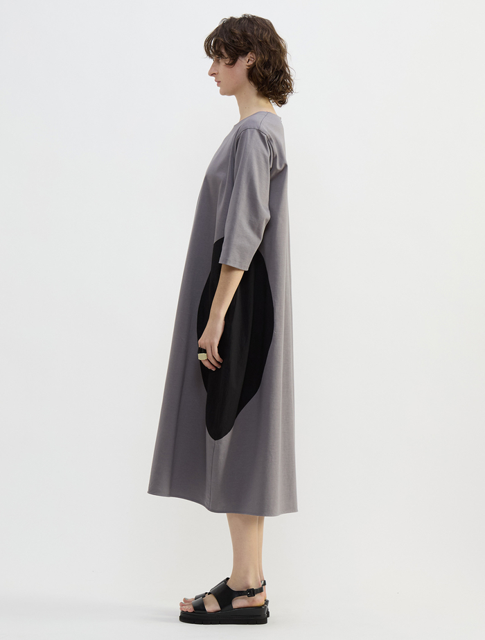 オーガニックヘビージャージードッキングコクーンドレス 詳細画像 グレー&times;ブラック 3