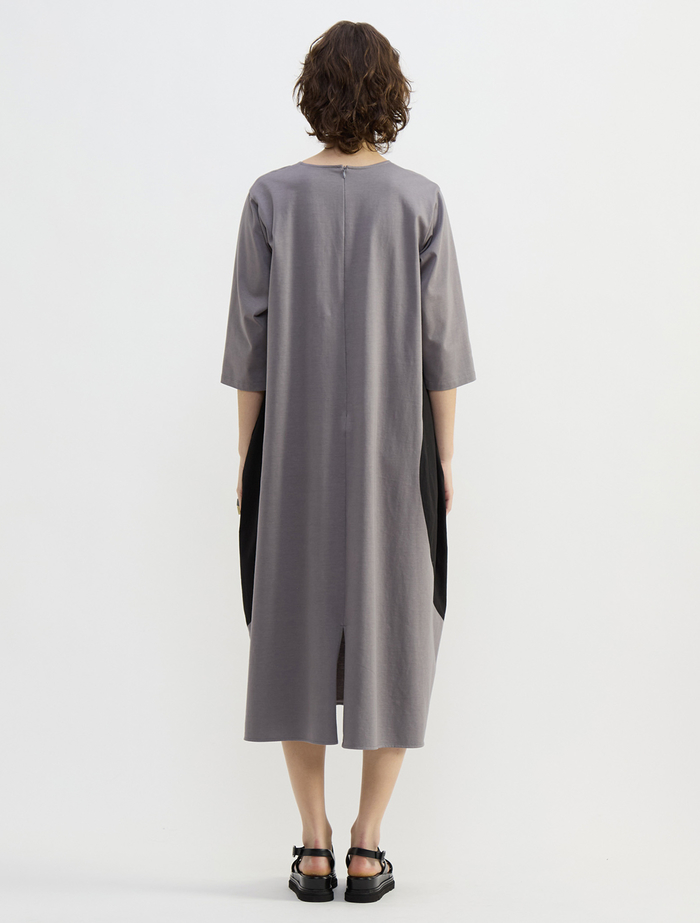 オーガニックヘビージャージードッキングコクーンドレス 詳細画像 グレー&times;ブラック 4