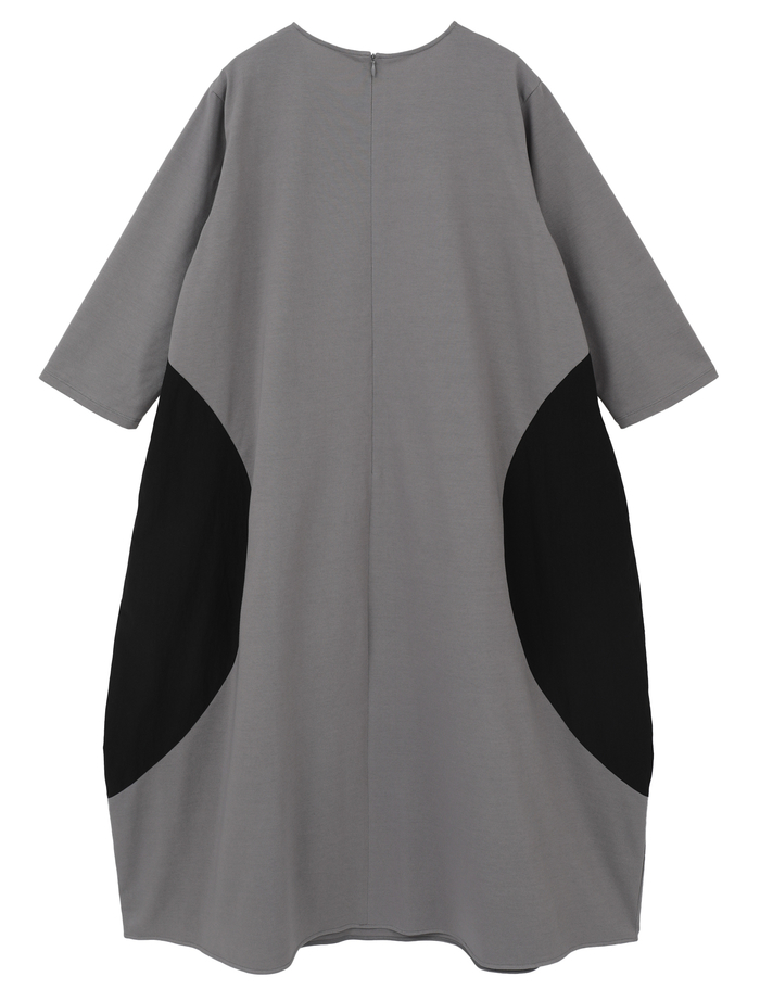 オーガニックヘビージャージードッキングコクーンドレス 詳細画像 グレー&times;ブラック 5