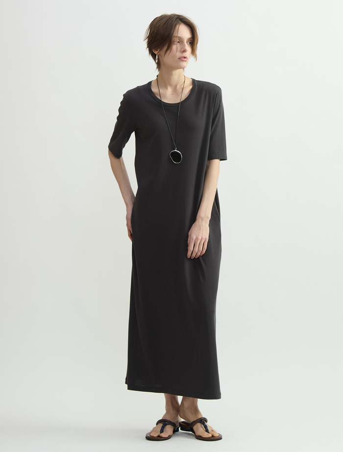 スーピマヘンプジャージーハーフスリーブワンピース 詳細画像 グレー 1