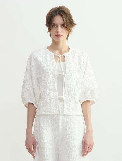 ラッセルジャカードボリュームスリーブブラウス