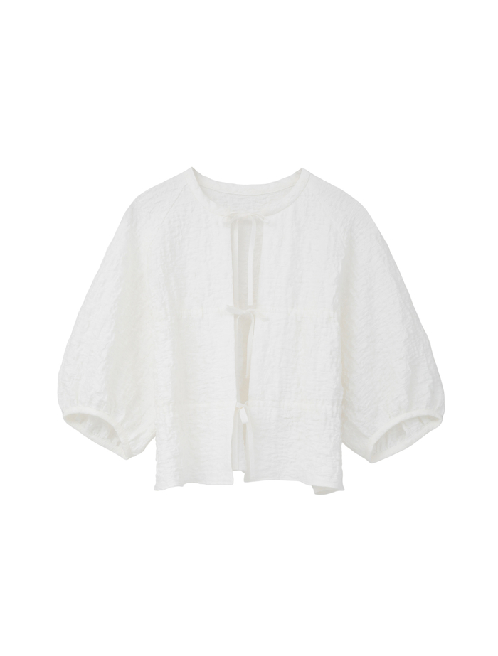 ラッセルジャカードボリュームスリーブブラウス 詳細画像 ホワイト 1