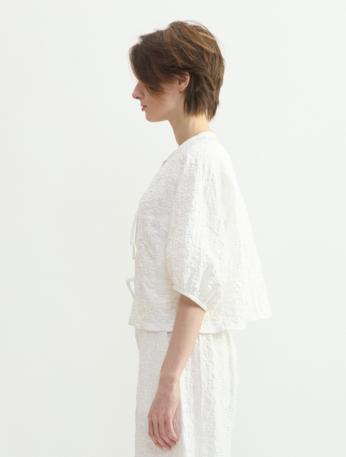 ラッセルジャカードボリュームスリーブブラウス 詳細画像 ホワイト 3