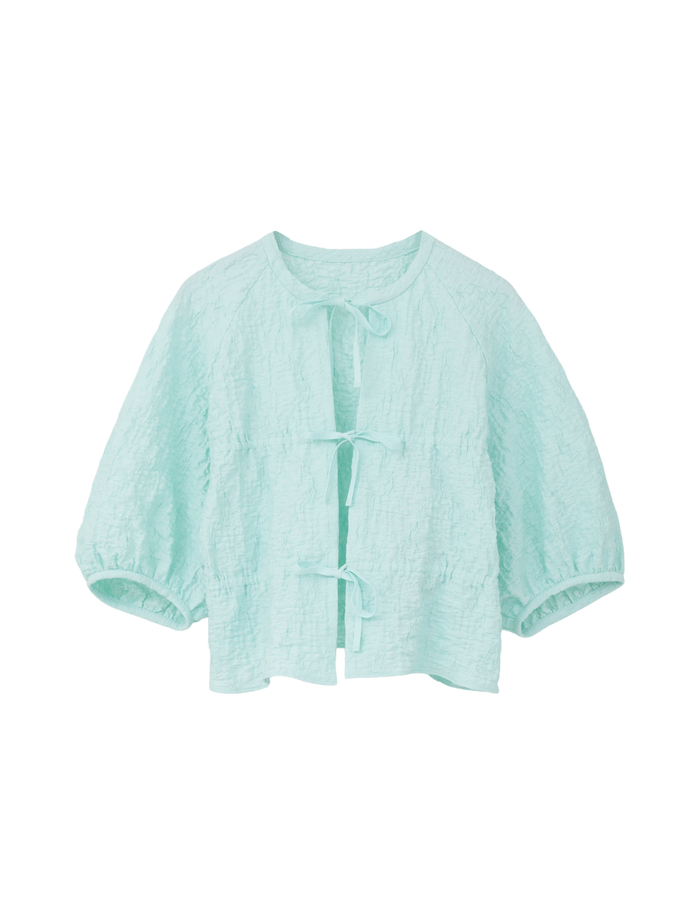 ラッセルジャカードボリュームスリーブブラウス 詳細画像 ミント 1