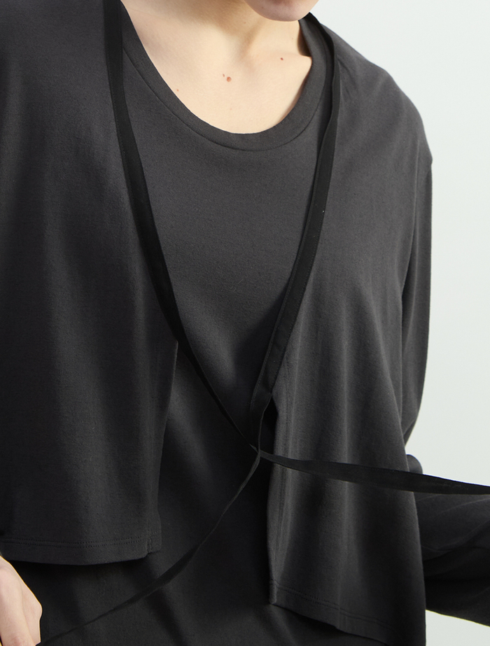 スーピマヘンプジャージーショートカーディガン 詳細画像 グレー 8