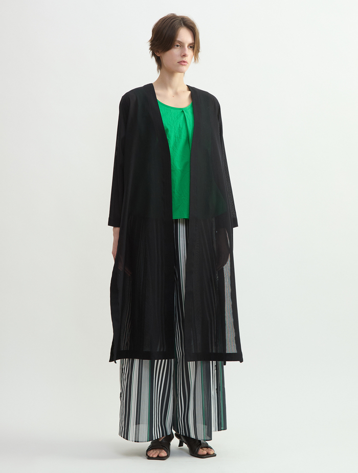 メッシュジャージロングカーディガン 詳細画像 ブラック 1