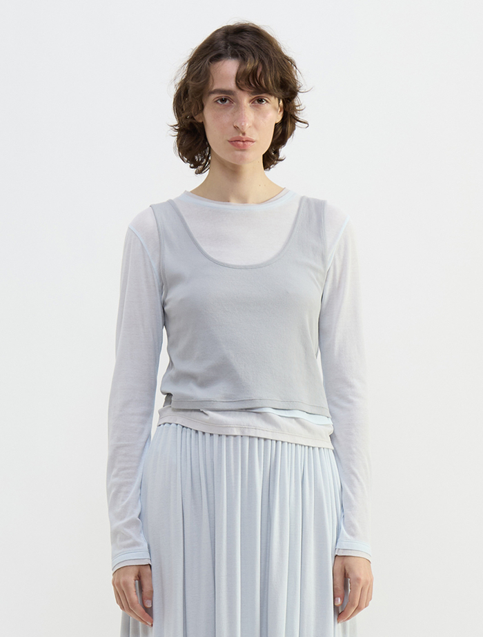 シア―ハイツイストフライスレイヤードトップス 詳細画像 サックス 2