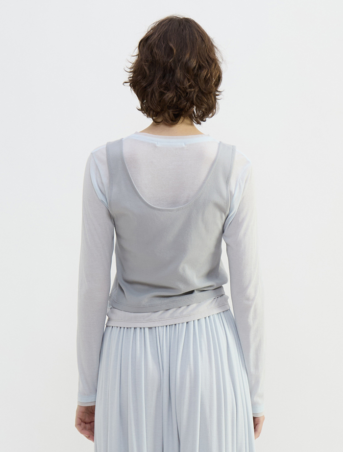 シア―ハイツイストフライスレイヤードトップス 詳細画像 サックス 4