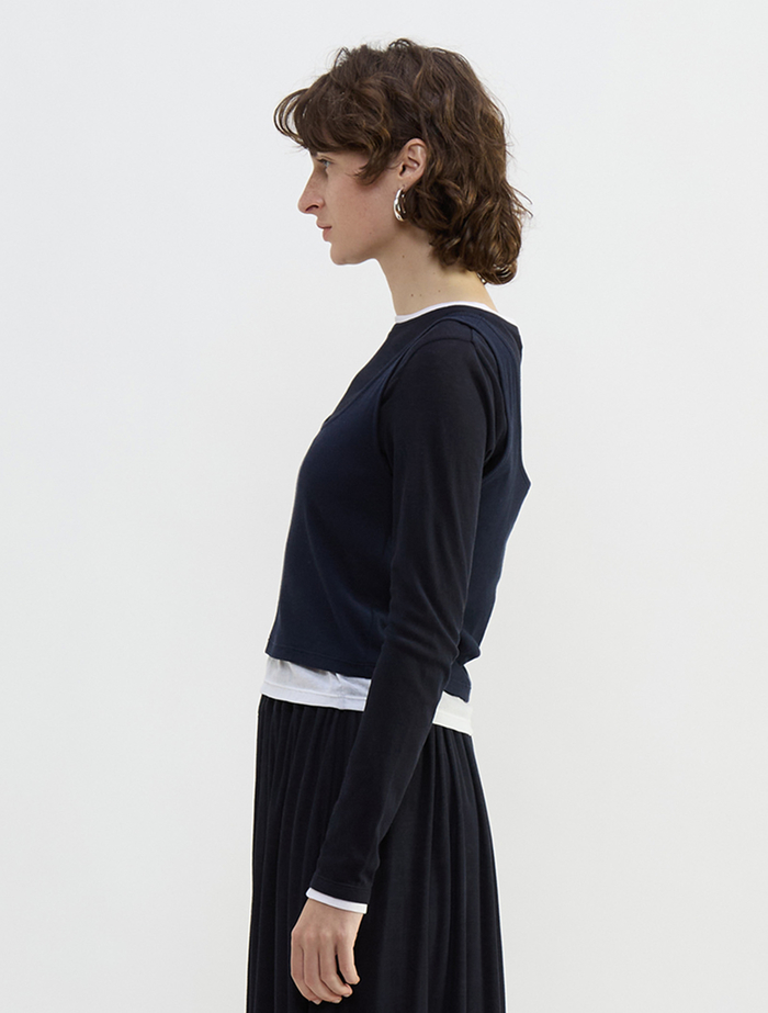 シア―ハイツイストフライスレイヤードトップス 詳細画像 ネイビー&times;ホワイト 3