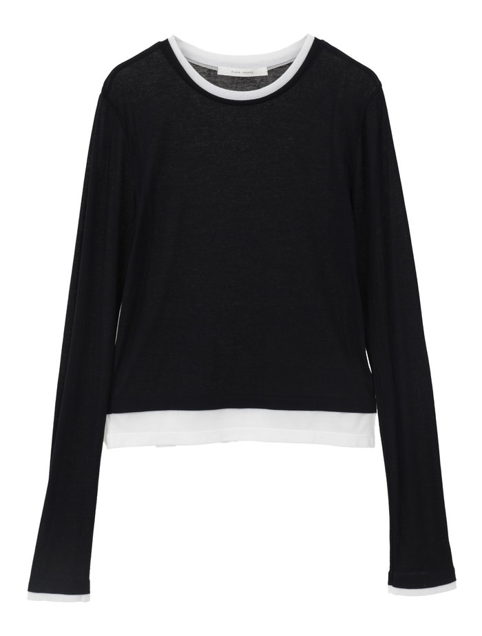 シア―ハイツイストフライスレイヤードトップス 詳細画像 ネイビー&times;ホワイト 5