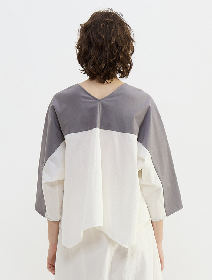 オーガニックヘビージャージー切り替えドルマンプルオーバー 詳細画像 グレー&times;ホワイト 10