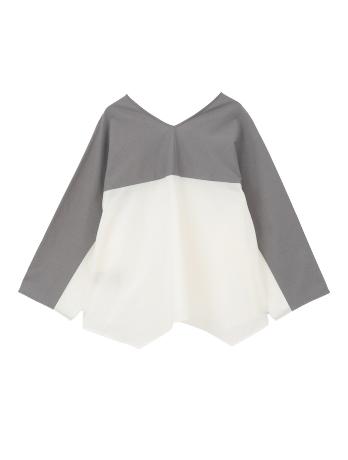 オーガニックヘビージャージー切り替えドルマンプルオーバー 詳細画像 グレー&times;ホワイト 2