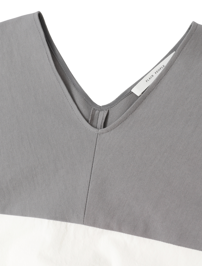 オーガニックヘビージャージー切り替えドルマンプルオーバー 詳細画像 グレー&times;ホワイト 3