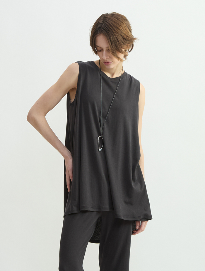 スーピマヘンプジャージーフレアチュニック 詳細画像 グレー 1