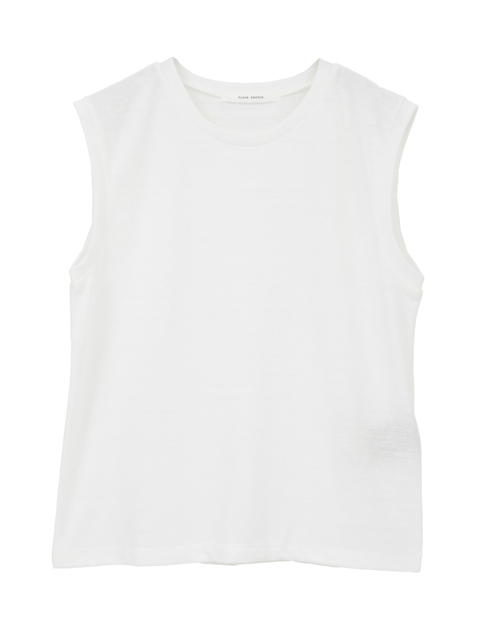 ムラ糸アーサー天竺/SUVINノースリーブTシャツ 詳細画像 ホワイト 1