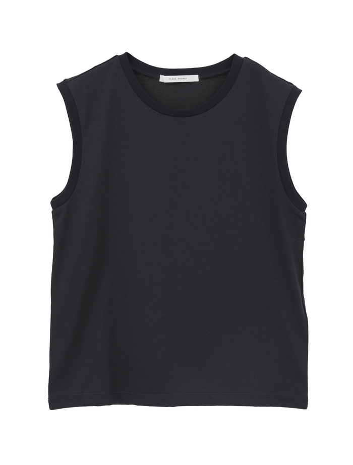 ムラ糸アーサー天竺/SUVINノースリーブTシャツ 詳細画像 ブラック 1
