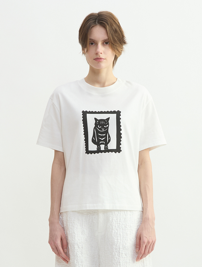 キャットスタンププリントTシャツ 詳細画像 ホワイト 4