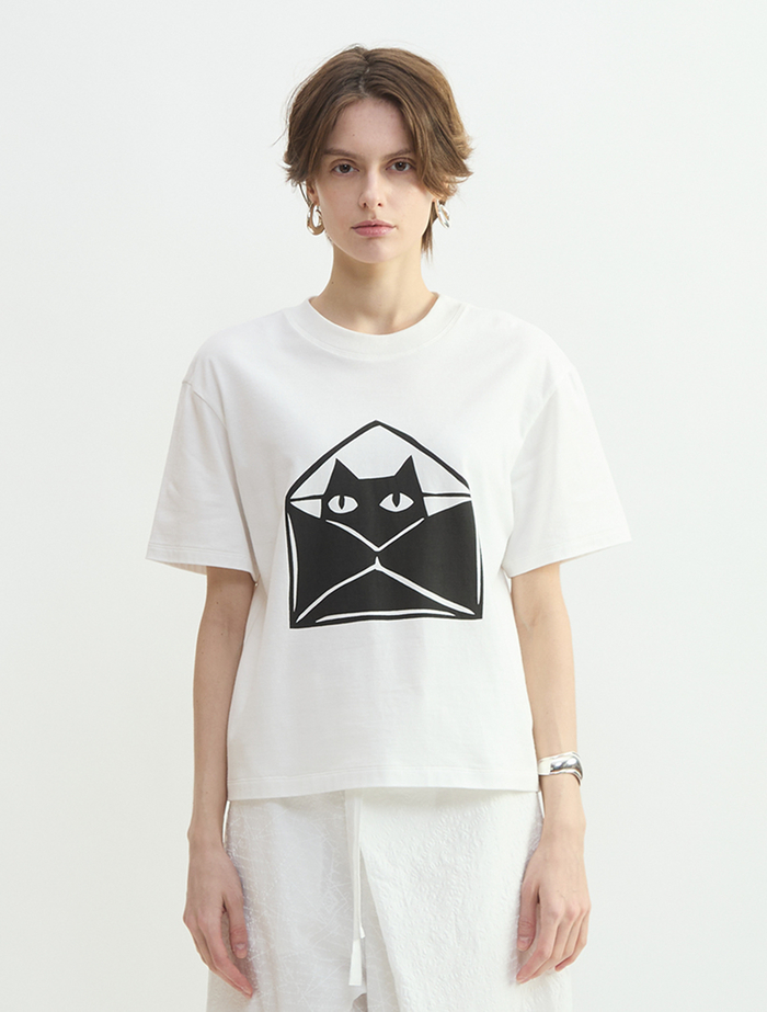 キャットスタンププリントTシャツ 詳細画像 ホワイト 3